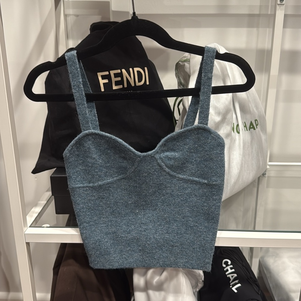 Aritzia Wilfred Sicily Sweater Bustier tank top, teal/blue gray, 2xs/xxs NWOT